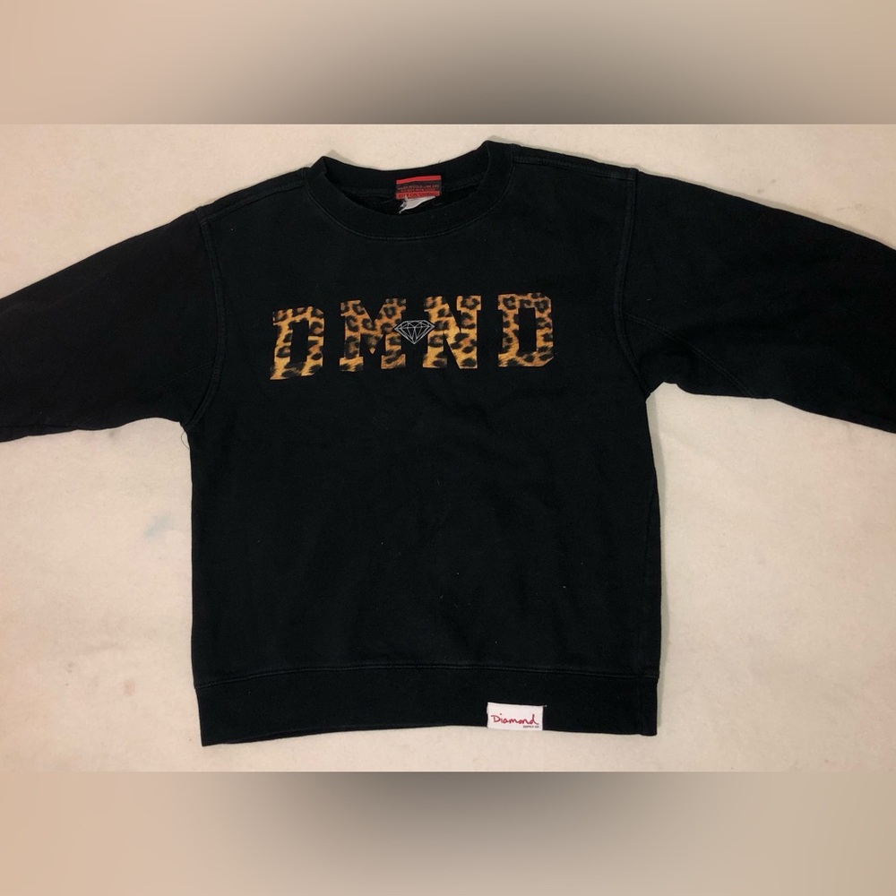Diamond Supply Co. Black Sweatshirt with Leopard Print